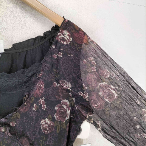 paix et doux Y2K 姫カジ ローズ シースルートップス レディース LL