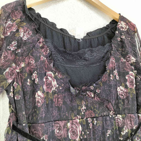 paix et doux Y2K 姫カジ ローズ シースルートップス レディース LL