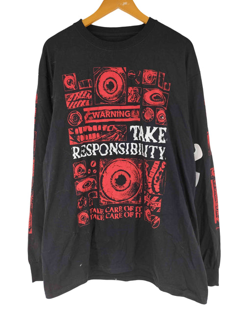 ホラーゲーム グラフィックプリント ロングスリーブ Tシャツ メンズ JPN:XL