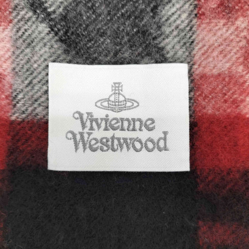 ヴィヴィアンウエストウッド Vivienne Westwood ブロックチェック オーブ フリンジマフラー レディース