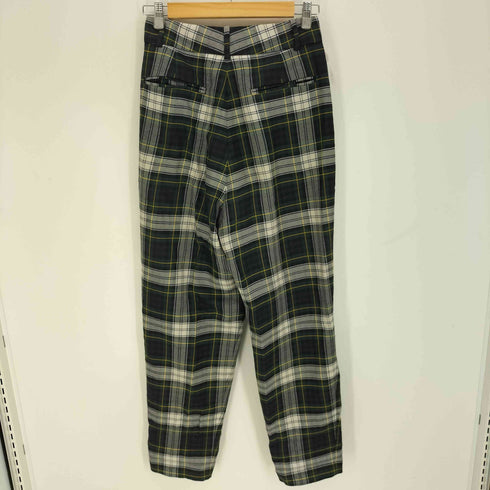 マックキューバイアレキサンダーマックイーン McQ Alexander McQueen 90-00S 本人期 ポルトガル製 マドラスチェック 変形 アシメ スラックスパンツ レディース FR:38-40