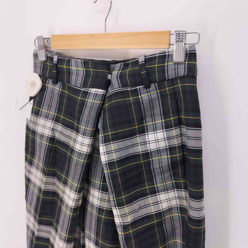 マックキューバイアレキサンダーマックイーン McQ Alexander McQueen 90-00S 本人期 ポルトガル製 マドラスチェック 変形 アシメ スラックスパンツ レディース FR:38-40