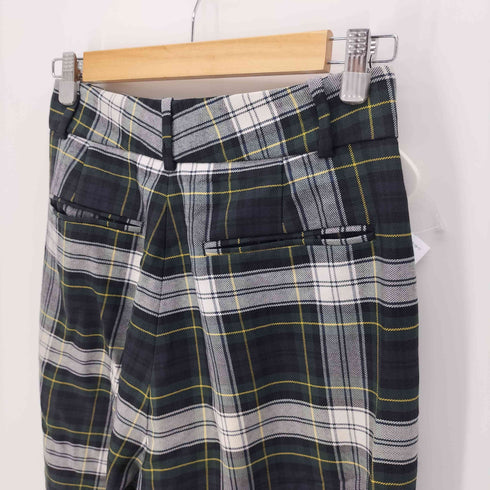 マックキューバイアレキサンダーマックイーン McQ Alexander McQueen 90-00S 本人期 ポルトガル製 マドラスチェック 変形 アシメ スラックスパンツ レディース FR:38-40