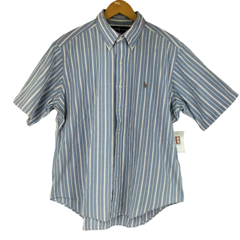 ラルフローレン RALPH LAUREN classic fit ポニー刺繍 ストライプ ボタンダウン 半袖 シャツ メンズ LL