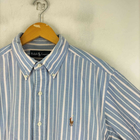ラルフローレン RALPH LAUREN classic fit ポニー刺繍 ストライプ ボタンダウン 半袖 シャツ メンズ LL
