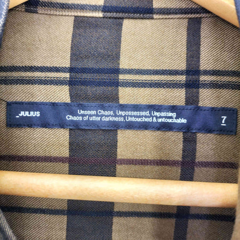 ユリウス JULIUS 24ss scalene Rayon Silk Check Jacquard Long Shirt ジャガードチェックロングシャツ メンズ JPN:2