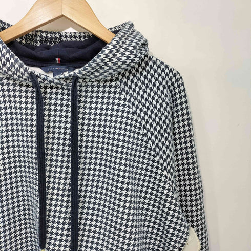 トミーヒルフィガー TOMMY HILFIGER 千鳥柄 ボックスフィット プルオーバー パーカー レディース import:L