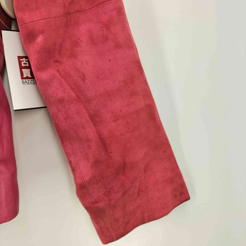マリクレール marie claire レザー切替 ノーカラー パワーショルダー スウェード ジャケット レディース 9
