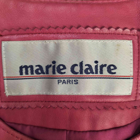マリクレール marie claire レザー切替 ノーカラー パワーショルダー スウェード ジャケット レディース 9