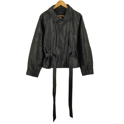 ザラ ZARA ベルト付き フェイクレザー ペプラムジャケット メンズ L