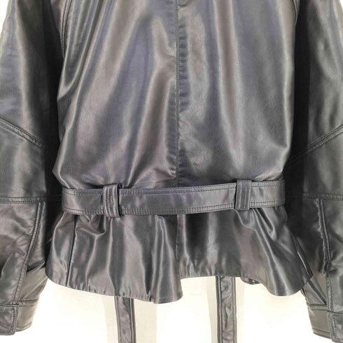 ザラ ZARA ベルト付き フェイクレザー ペプラムジャケット メンズ L