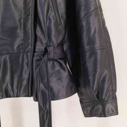 ザラ ZARA ベルト付き フェイクレザー ペプラムジャケット メンズ L