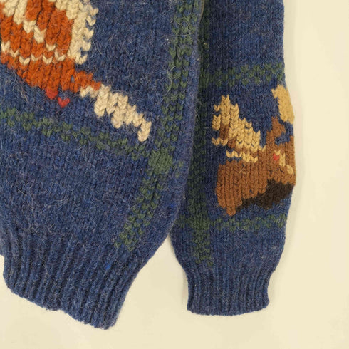 エルエルビーン L.L.Bean 80-90s PURE WOOL 香港製 総柄ハーフジップニット メンズ JPN:M