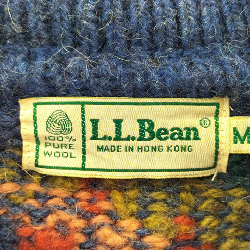 エルエルビーン L.L.Bean 80-90s PURE WOOL 香港製 総柄ハーフジップニット メンズ JPN:M