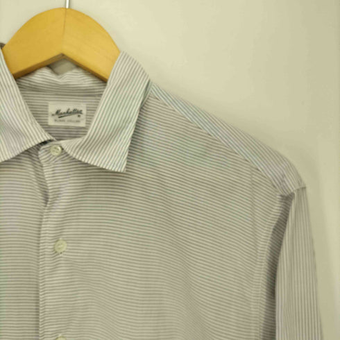 マンハッタン Manhattan 50S BLAKE COLLAR ダブルカフス ボーダー ブロード シャツ メンズ