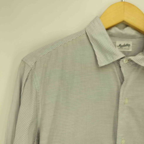 マンハッタン Manhattan 50S BLAKE COLLAR ダブルカフス ボーダー ブロード シャツ メンズ