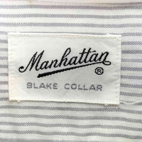 マンハッタン Manhattan 50S BLAKE COLLAR ダブルカフス ボーダー ブロード シャツ メンズ
