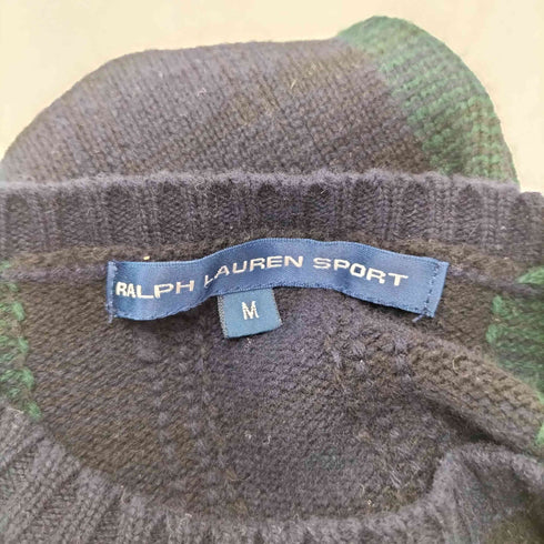 ラルフローレンスポーツ RALPH LAUREN SPORT CASHMERE&WOOL カシミヤ混 チェック 犬 刺繍 ニット セーター レディース M