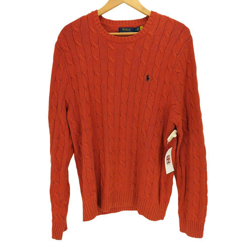 ポロラルフローレン POLO RALPH LAUREN 現行タグ コットン100% スモールポニー刺繍 ケーブルニット メンズ import:M