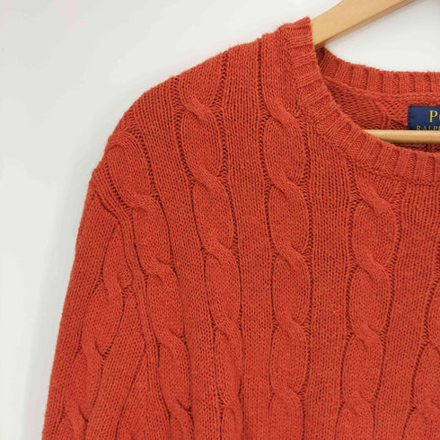ポロラルフローレン POLO RALPH LAUREN 現行タグ コットン100% スモールポニー刺繍 ケーブルニット メンズ import:M