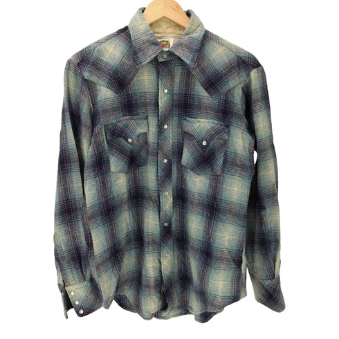 mirror western wear 70-80S ウエスタン フランネル チェック シャツ 襟芯 メンズ