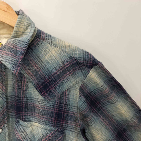 mirror western wear 70-80S ウエスタン フランネル チェック シャツ 襟芯 メンズ