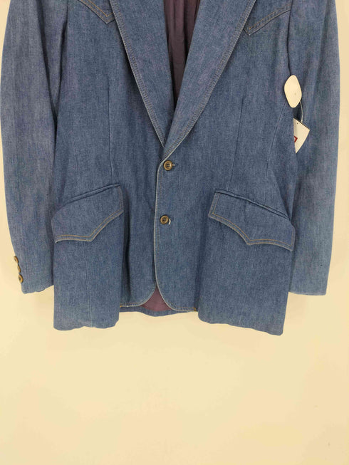 リー Lee 70S USA製 デニム ウエスタン 2B シングルブレストジャケット メンズ R