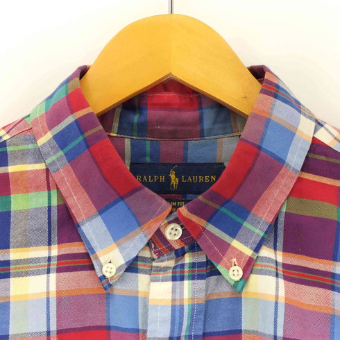 ラルフローレン RALPH LAUREN ポニー刺繍 SLIM FIT マドラスチェックボタンダウンシャツ メンズ import:L