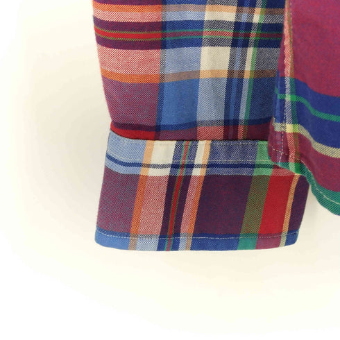ラルフローレン RALPH LAUREN ポニー刺繍 SLIM FIT マドラスチェックボタンダウンシャツ メンズ import:L