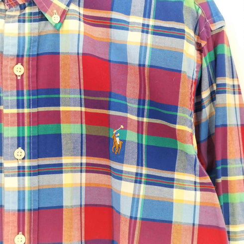ラルフローレン RALPH LAUREN ポニー刺繍 SLIM FIT マドラスチェックボタンダウンシャツ メンズ import:L