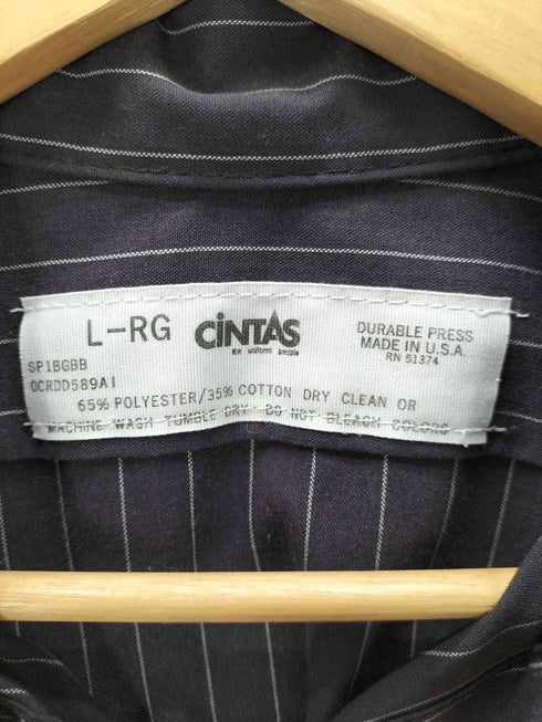 シンタス CINTAS USA製 企業ロゴ ストライプ ワーク シャツ メンズ import:L