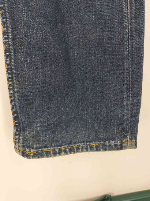 リー Lee 90-00S OLD ストレート デニム パンツ リペア タタキ 片耳 赤耳 メンズ 36×33