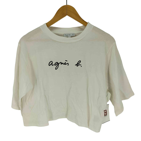 アニエスベー agnes b. 白タグ プリントクロップド丈 Tシャツ レディース JPN:3