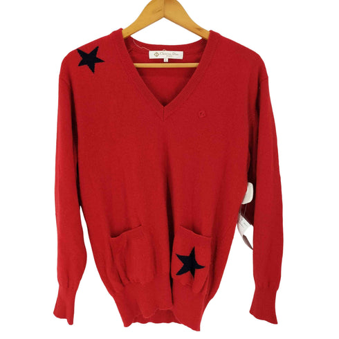 クリスチャンディオール Christian Dior SPORTS / OLD ウール Vネック ニット 星 スター レディース import:L
