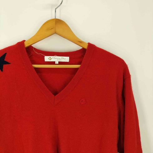 クリスチャンディオール Christian Dior SPORTS / OLD ウール Vネック ニット 星 スター レディース import:L