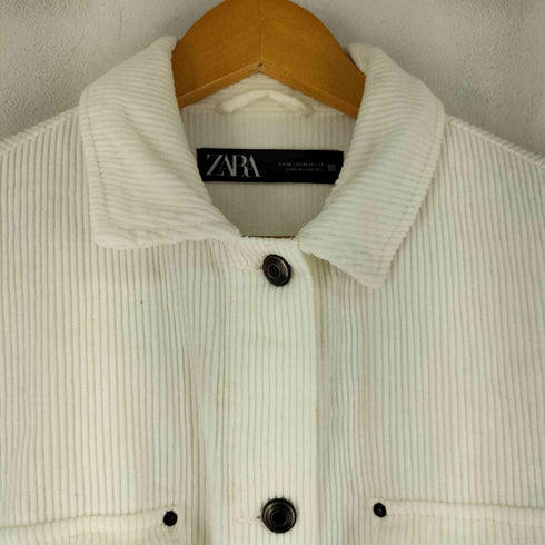 ザラ ZARA コーデュロイ カットオフ シャツジャケット レディース import:M