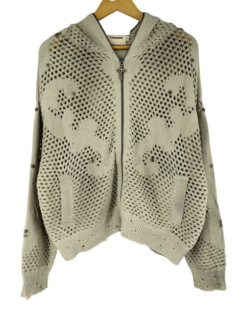 TH4SWE ZIPPER KNIT HOODIE ジップデザインニットパーカー メンズ JPN:1