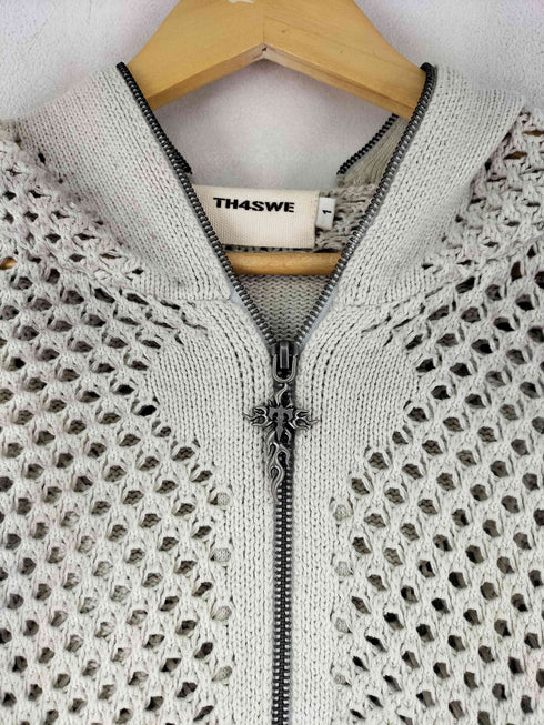 TH4SWE ZIPPER KNIT HOODIE ジップデザインニットパーカー メンズ JPN:1