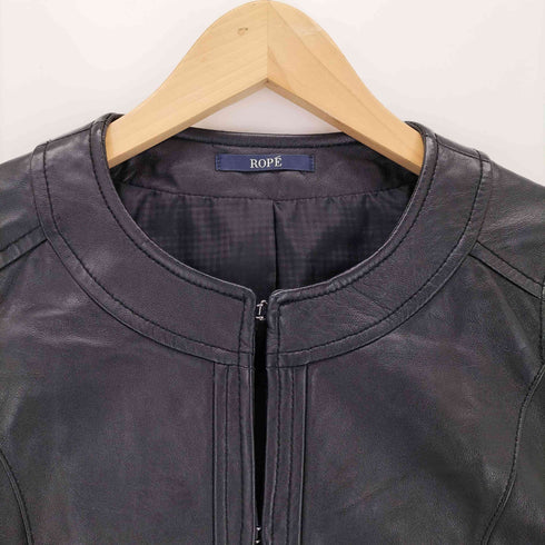 ロペ ROPE Genuine Leather ラムレザー ノーカラージャケット レディース