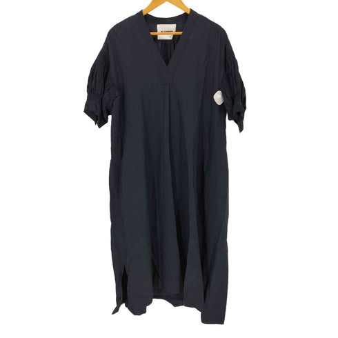 ジルサンダー JIL SANDER コットン ギャザースリーブ Vネックドレスワンピース レディース 34