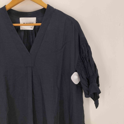 ジルサンダー JIL SANDER コットン ギャザースリーブ Vネックドレスワンピース レディース 34