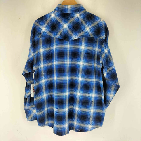 rafu Western shirt ダメージ加工 長袖チェックフランネルシャツ メンズ JPN:M