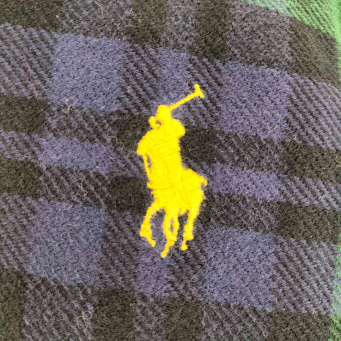 ラルフローレン RALPH LAUREN ミディポニー刺繍 タータンチェック コットン 大判 ブランケット レディース