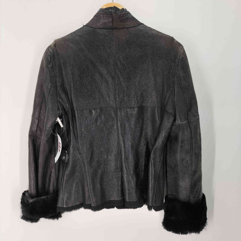 ジョルジオアルマーニ Giorgio Armani ラビットファー レザー ノーカラー ジャケット レディース EUR:42