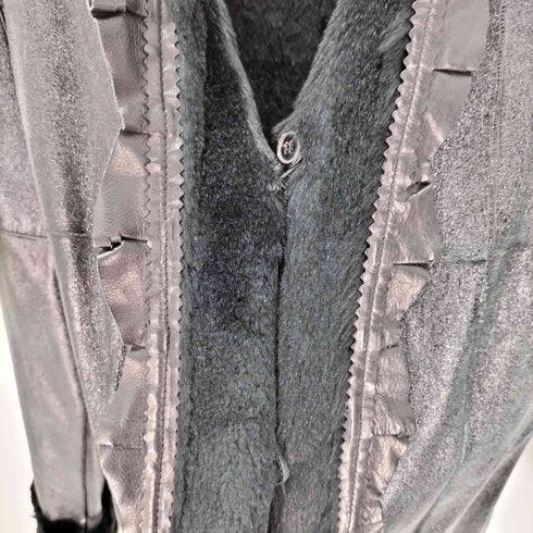 ジョルジオアルマーニ Giorgio Armani ラビットファー レザー ノーカラー ジャケット レディース EUR:42