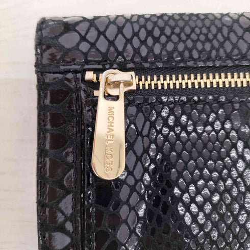 マイケルコース Michael Kors ロゴプレート エナメル パイソン クラッチウォレット レディース