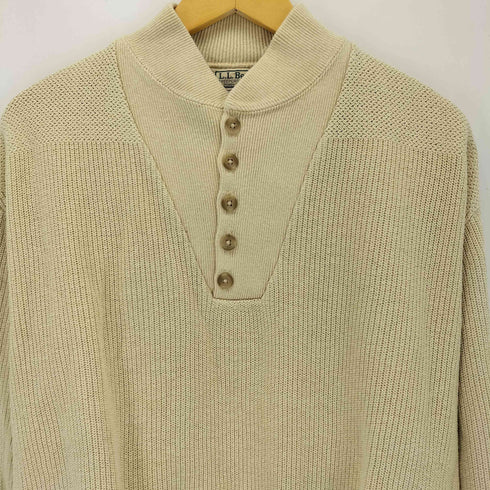 エルエルビーン L.L.Bean 80s USA製 ヘンリーネック コットン長袖ニットセーター メンズ import:L