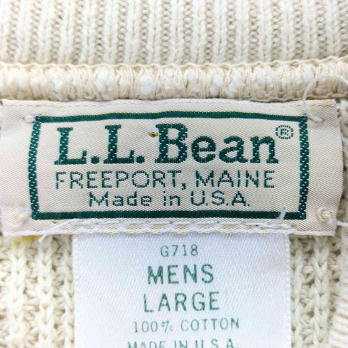 エルエルビーン L.L.Bean 80s USA製 ヘンリーネック コットン長袖ニットセーター メンズ import:L