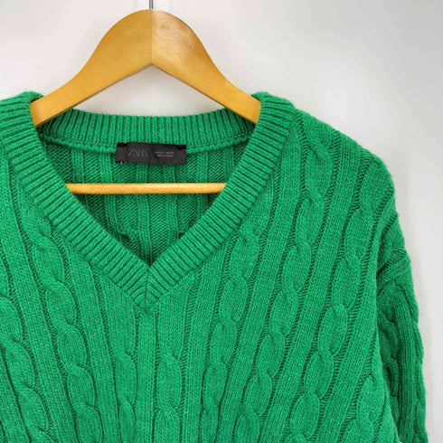 ザラ ZARA Vネック ケーブル ニット セーター レディース import:S