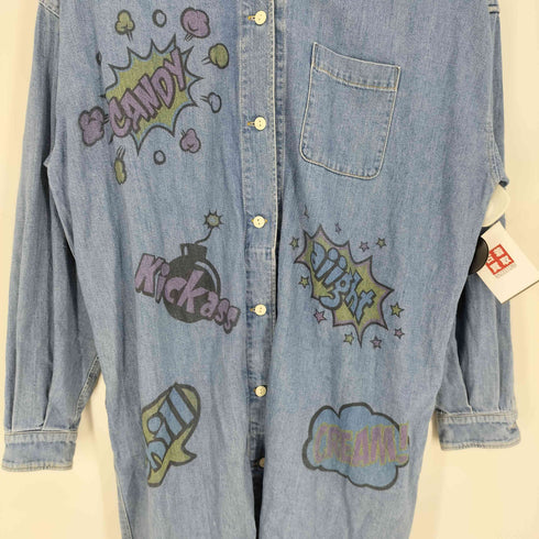 ヒステリックグラマー HYSTERIC GLAMOUR 21SS COMIC LOGO ロングデニムシャツ メンズ FREE